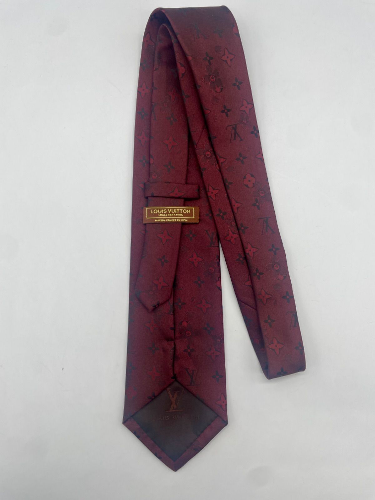 ◎LOUIS VUITTON ルイヴィトン ネクタイ シルク モノグラム 赤