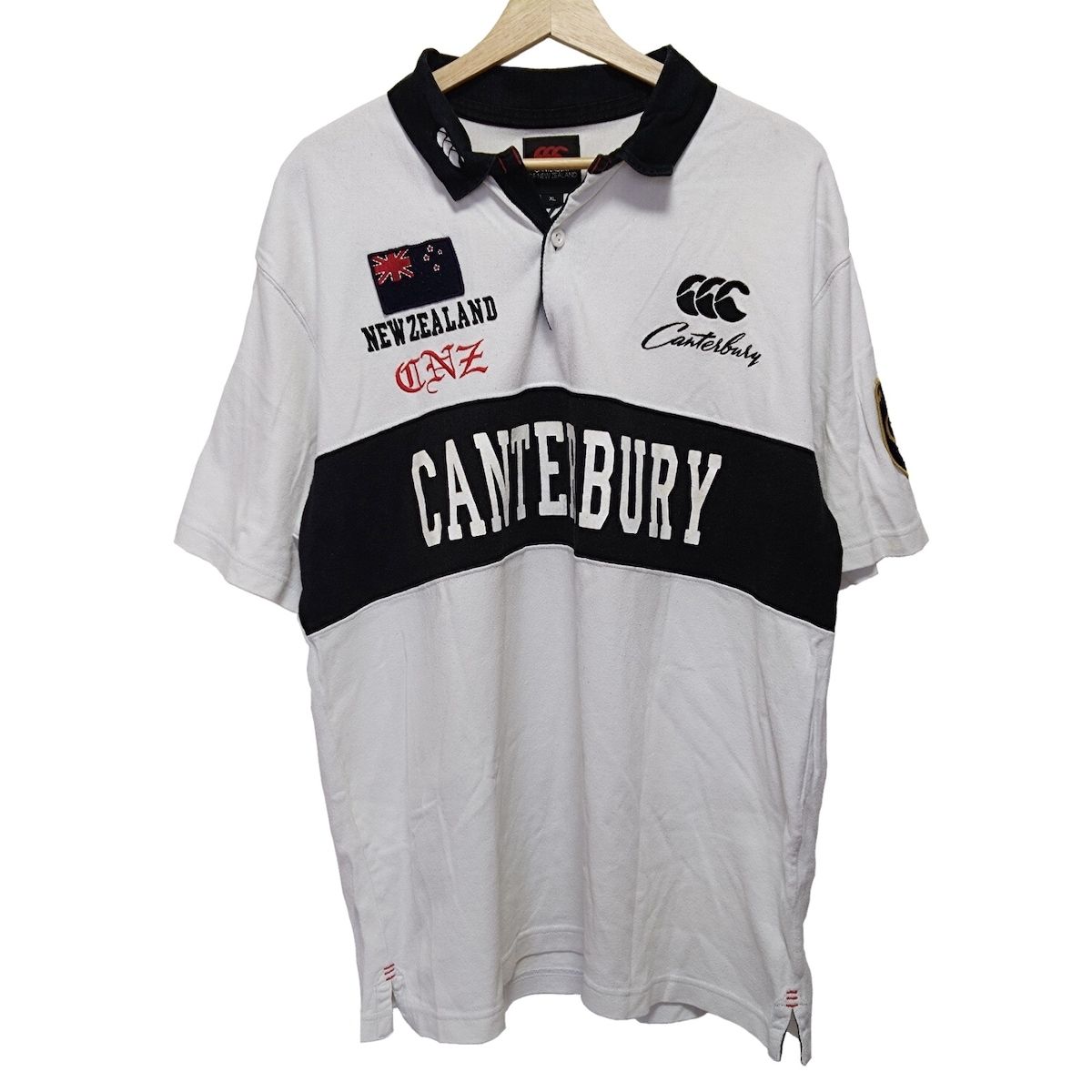 CANTERBURY OF NEW ZEALAND(カンタベリーオブニュージーランド) 半袖ポロシャツ サイズXL メンズ - 白×黒