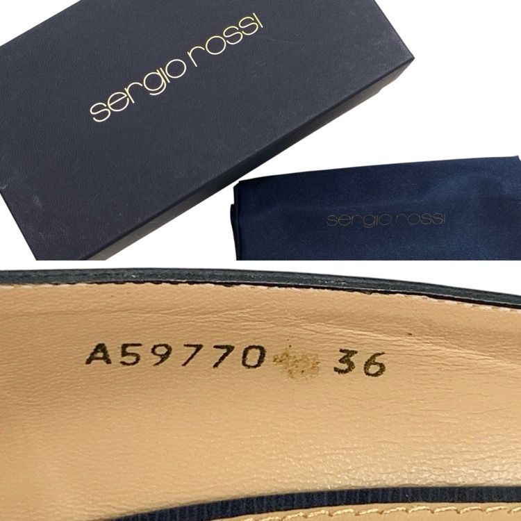 【美品】セルジオロッシ オープントゥパンプス Sergio Rossi セルジオロッシ オープントゥ ウェッジ パンプス