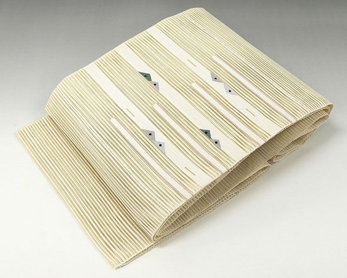夏帯 名古屋帯 新品 仕立て上がり 正絹 絽綴れ 幾何模様 八寸名古屋帯