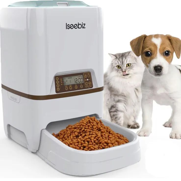 Iseebiz 自動給餌器 猫 犬用ペット自動餌やり機 5L大容量 4食で最大