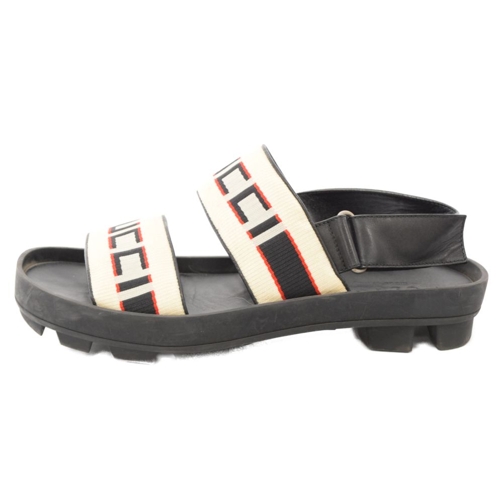 GUCCI (グッチ) ストライプストラップ ローカットサンダル ブラック