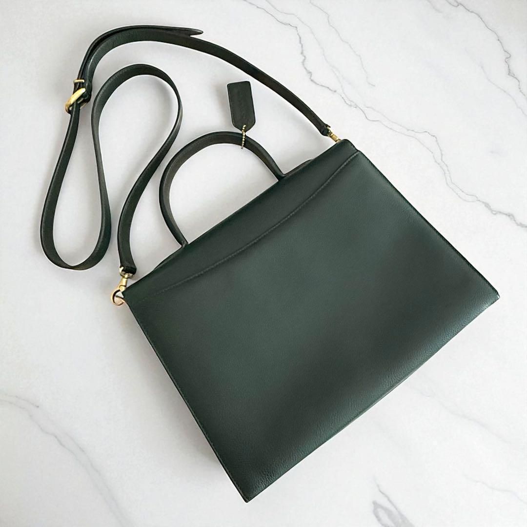 Rare】Vintage Coach Green Leather bag - メルカリ