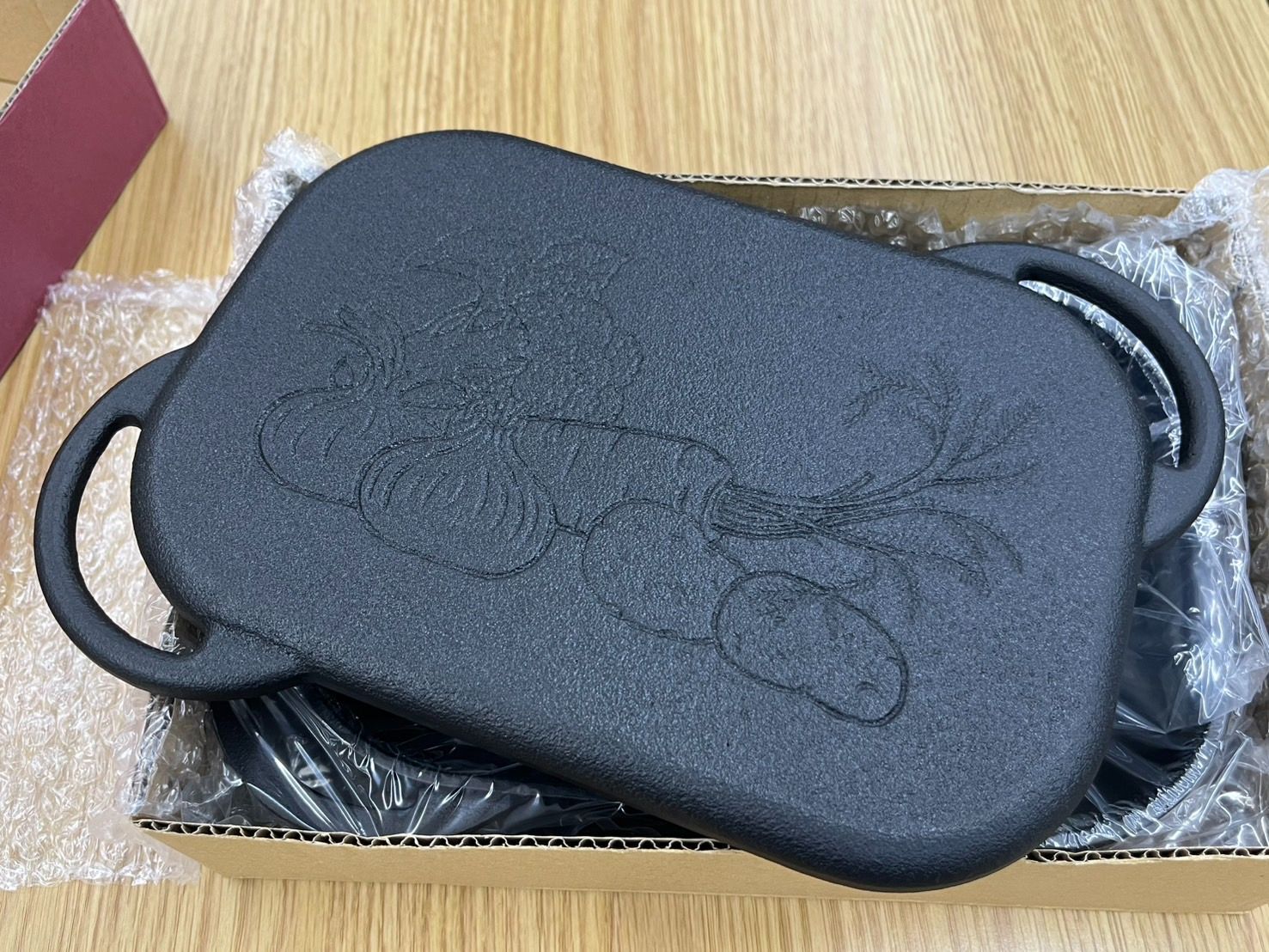 未使用 南部鉄器 ベイクパン 木台、ハンドル2個付き 【公式通販】