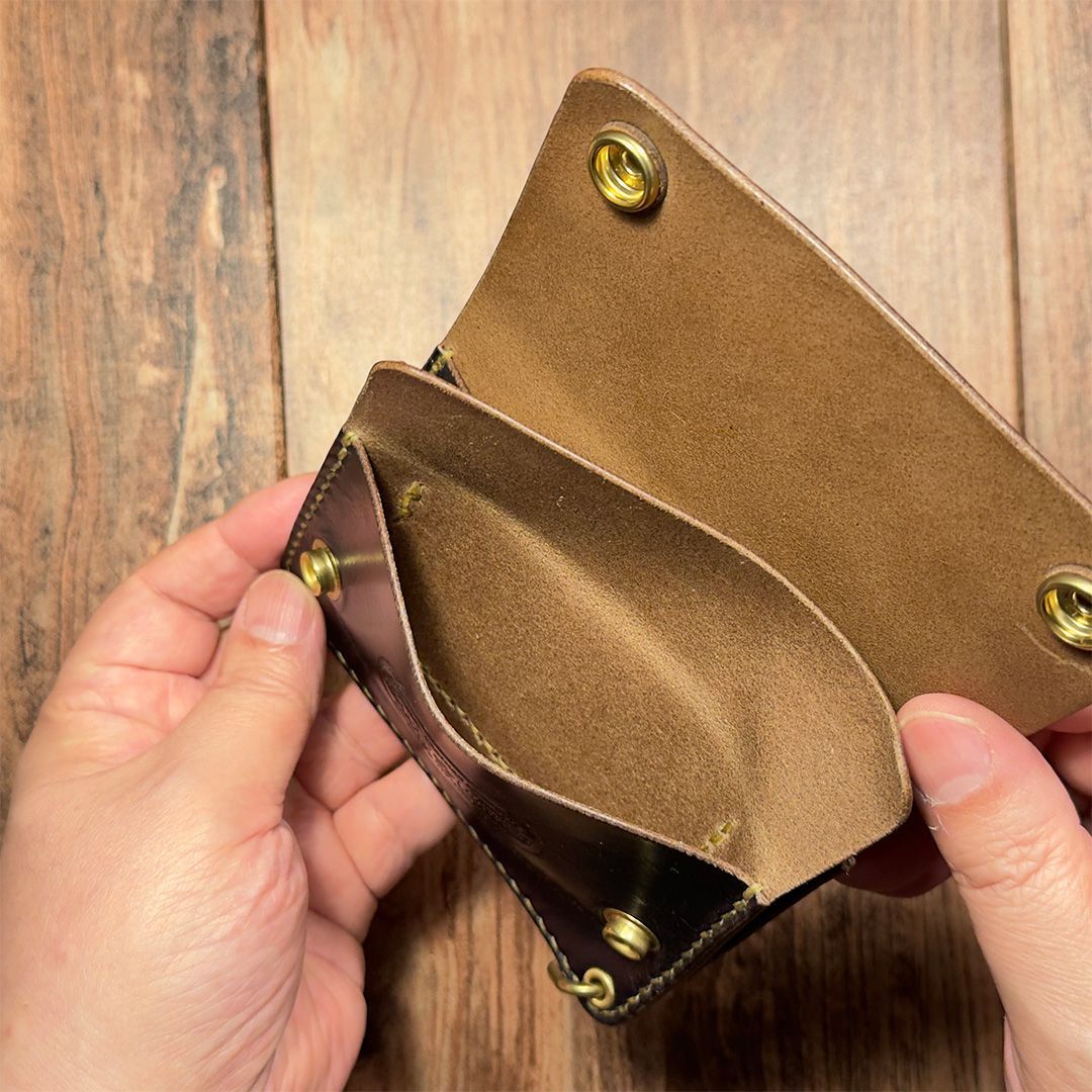 ブラック茶芯｜ ショートトラッカーウォレット｜カードケース付き