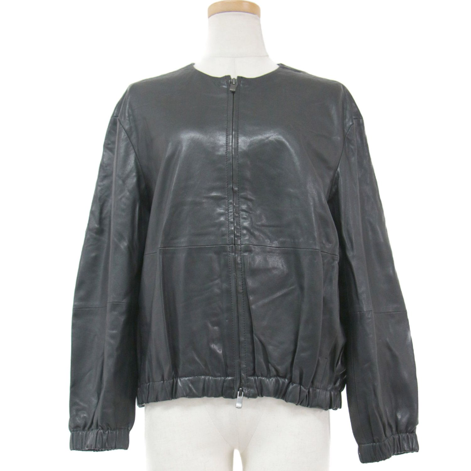 美品 theory luxe セオリーリュクス レザー ノーカラー ジャケット