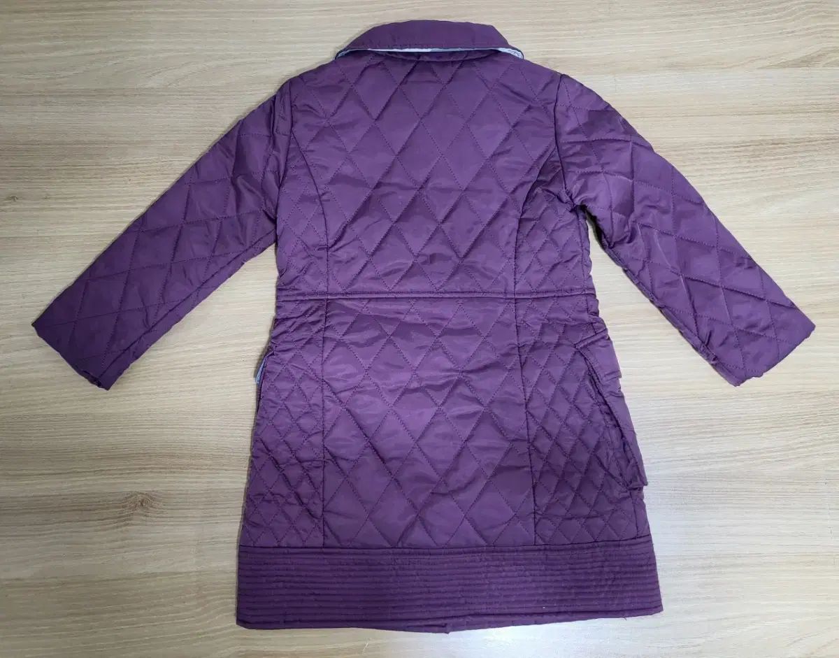 バーバリー キッズ パープル キルティング ロング ダウン
