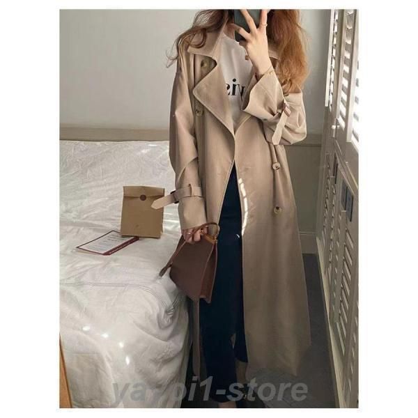スプリングコート トレンチコート レディース 秋服 春 ロング Aライン ベルト付き オシャレ 着痩せ アウター 韓国風 通勤 オシ
