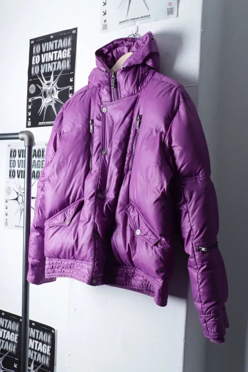 （ XL ） ブランドヴィンテージ ダウンジャケット ジャンパージャケット FUBU(フブ) 紫 ユニーク- 118B5