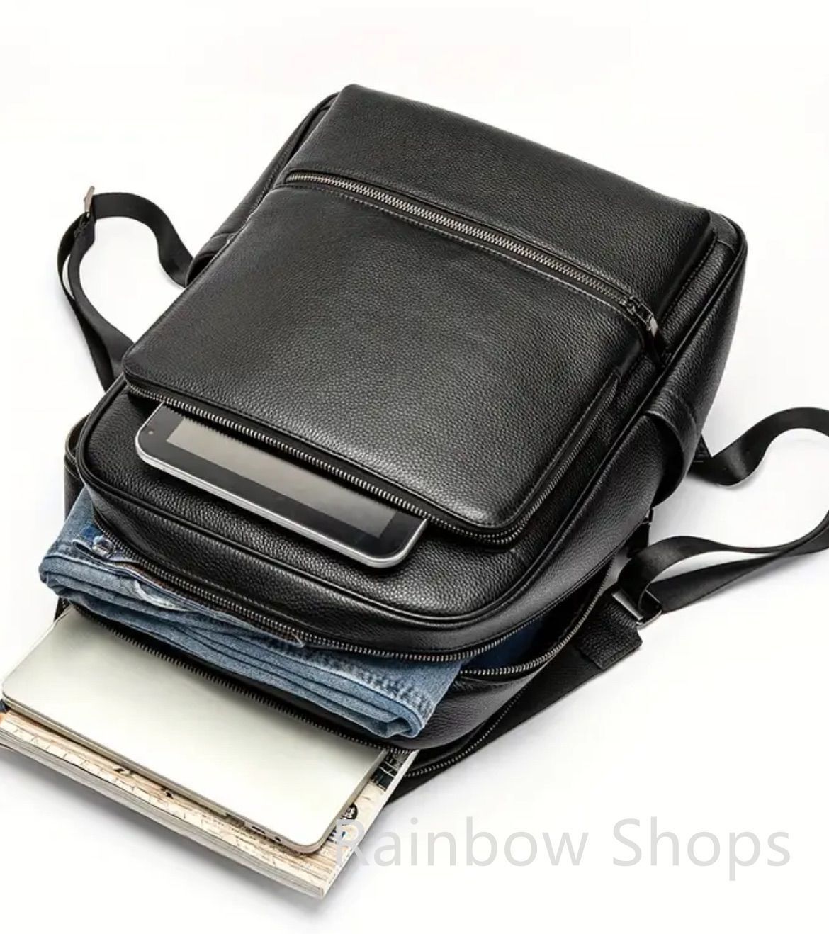 Ariga リュック メンズ 本革 牛革 スクエア 17インチPC収納 A4 レザー