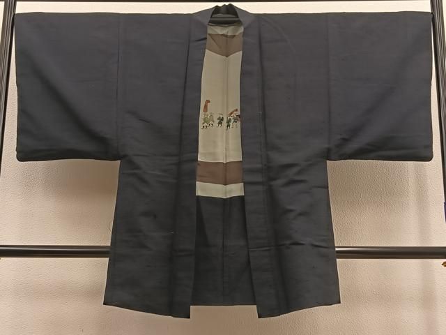 平和屋着物＃男性 長羽織 紬 羊羹色 正絹 gt