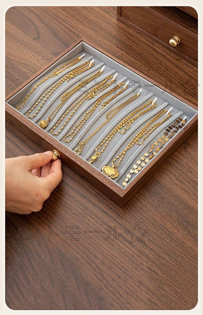 銘木 ジュエリーボックス アクセサリーケース 木製 仕切り調整 3