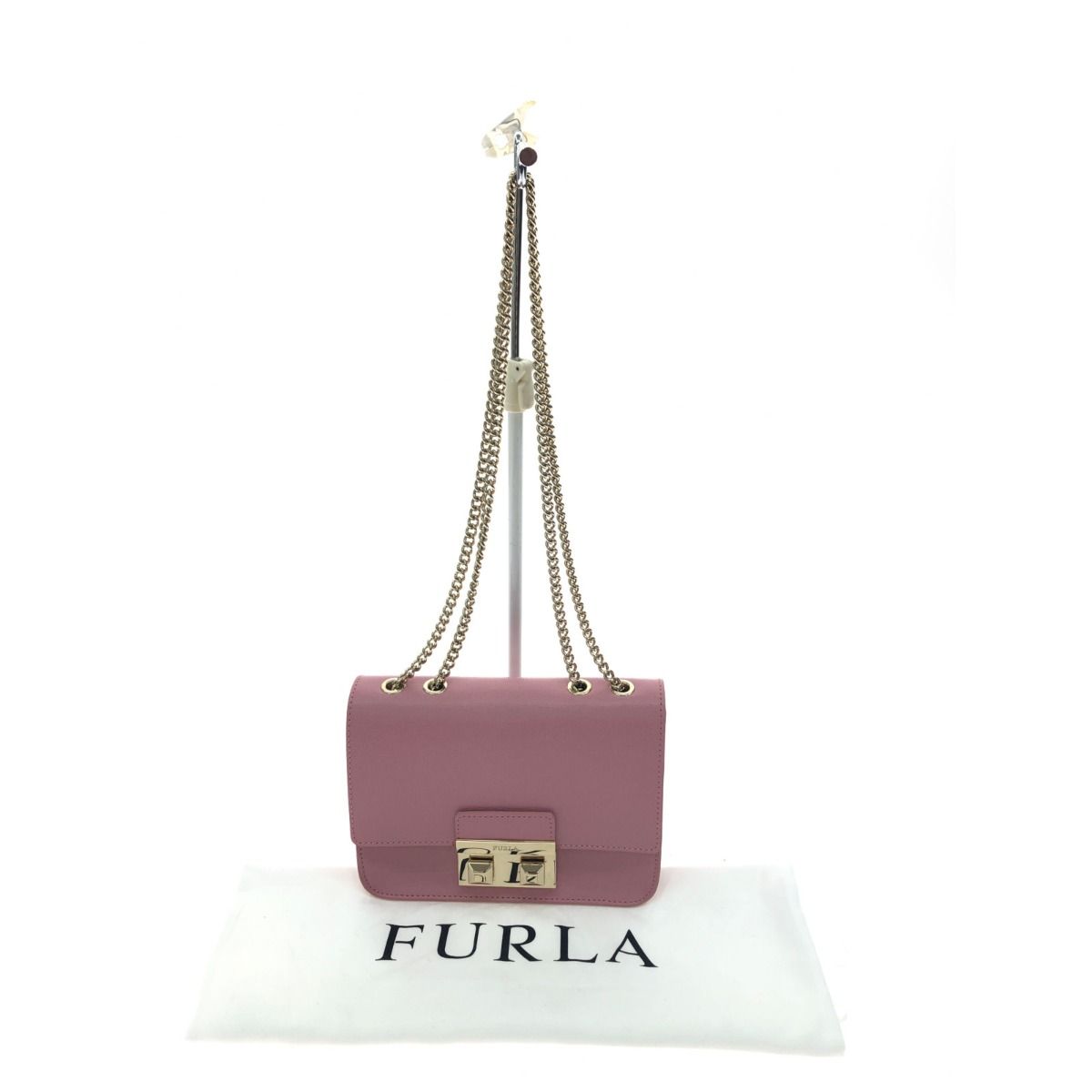 ▽▽FURLA フルラ レディース ミニショルダーバッグ 2重 チェーンバッグ ピンク - メルカリ