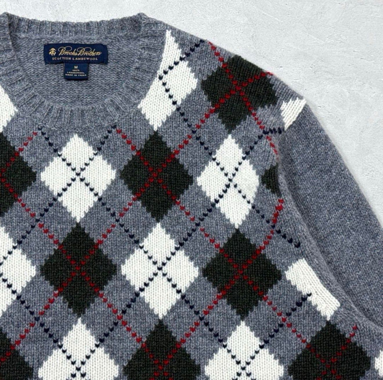 美品 BrooksBrothers スコティッシュラムウール アーガイルニット 美品 BrooksBrothers スコティッシュラムウール アーガイルニット