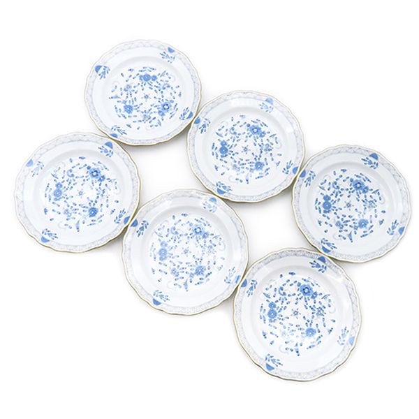 マイセン MEISSEN 食器 インドの華 プレート 6セット 陶磁器 ホワイト×ブルー×ゴールド 白 青 箱