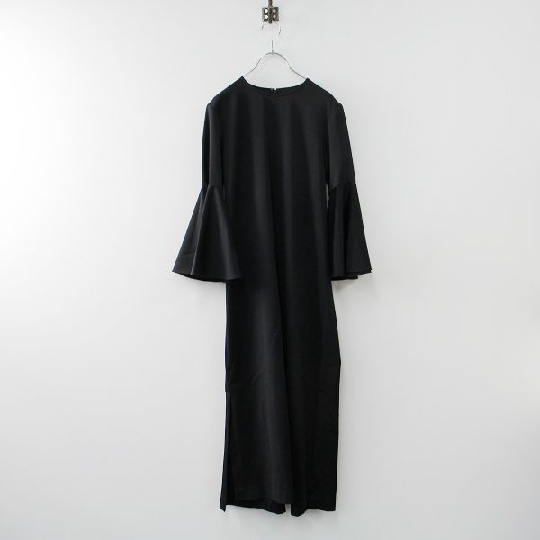 美品 miccar ミカール トリアセテート ベルスリーブロングワンピース F  