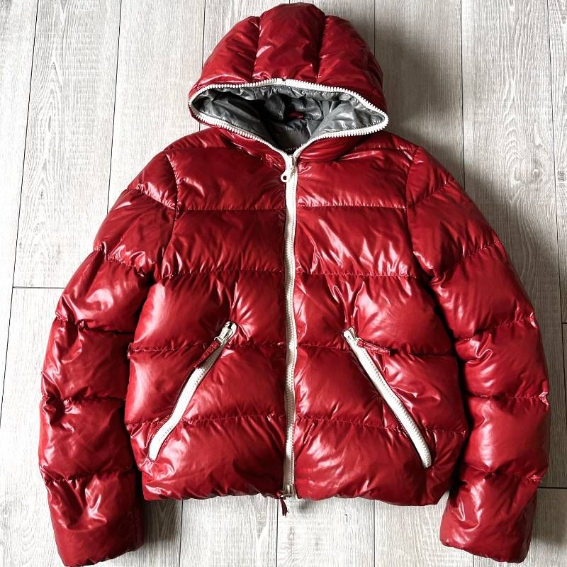 デュベティカ ダウンジャケット 破れあり 48 短丈 M～L相当 レッド