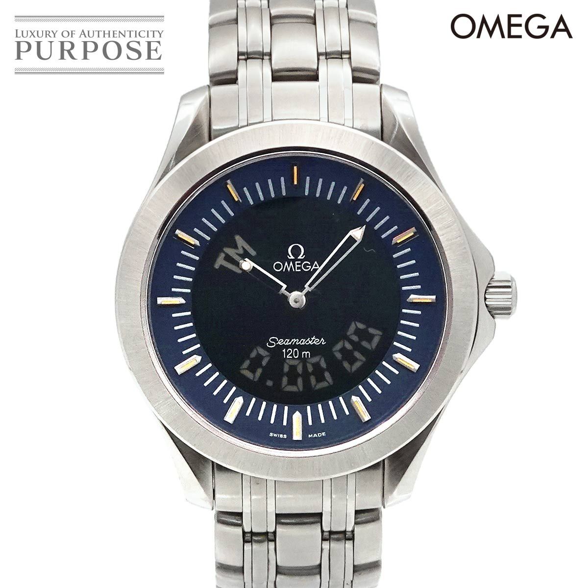 オメガ OMEGA シーマスター120 マルチファンクション 2521 81 メンズ 腕時計 ネイビーデイト クォーツ ウォッチ Seamaster 90292939