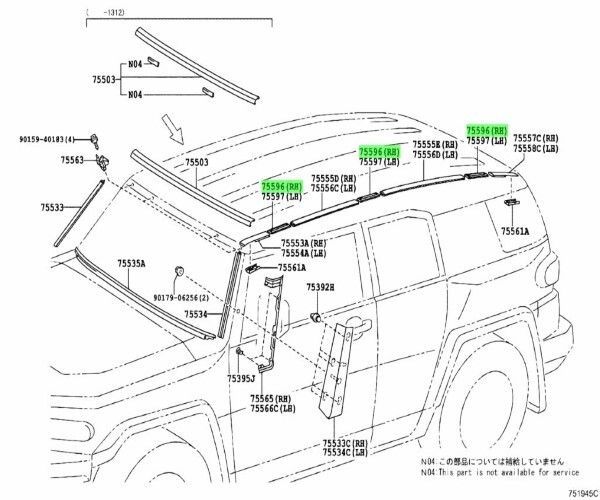 トヨタ FJ クルーザー ルーフ ドリップ サイドフィニッシュ