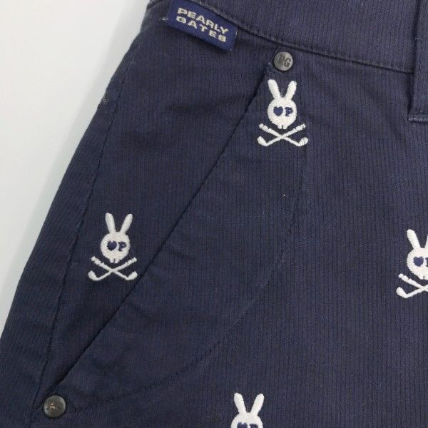 パーリーゲイツ】ネイビー系スカルラビット総柄ストレッチ