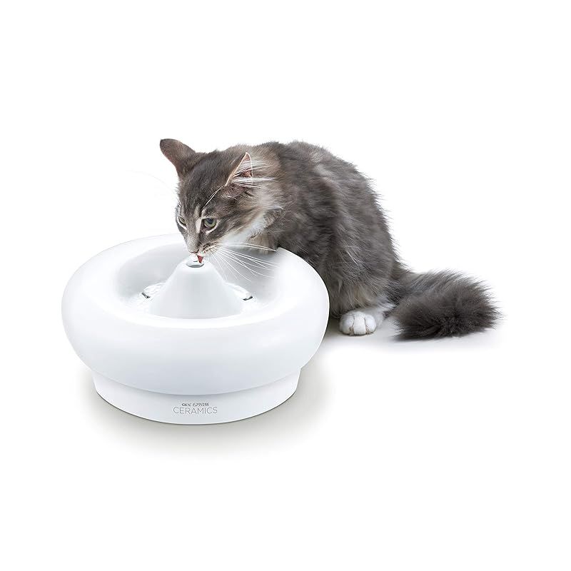 ジェックス GEX ピュアクリスタル セラミックス 陶器製 静音 軟水化フィルター1枚付き 下部尿路の健康維持に フィルター式給水器 猫用 1.5L