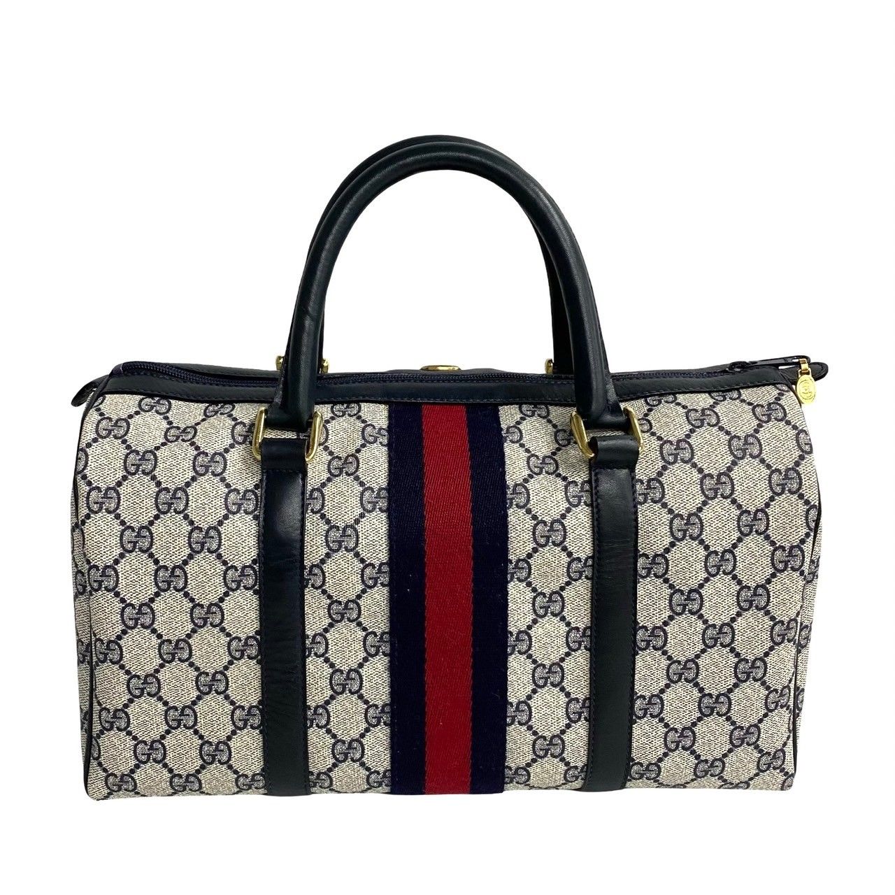 難あり☆オールドグッチ　GG柄　ボストン　シェリーライン　大きめハンドバッグ OLD GUCCI オールドグッチ シェリーライン GG柄 PVC×レザー