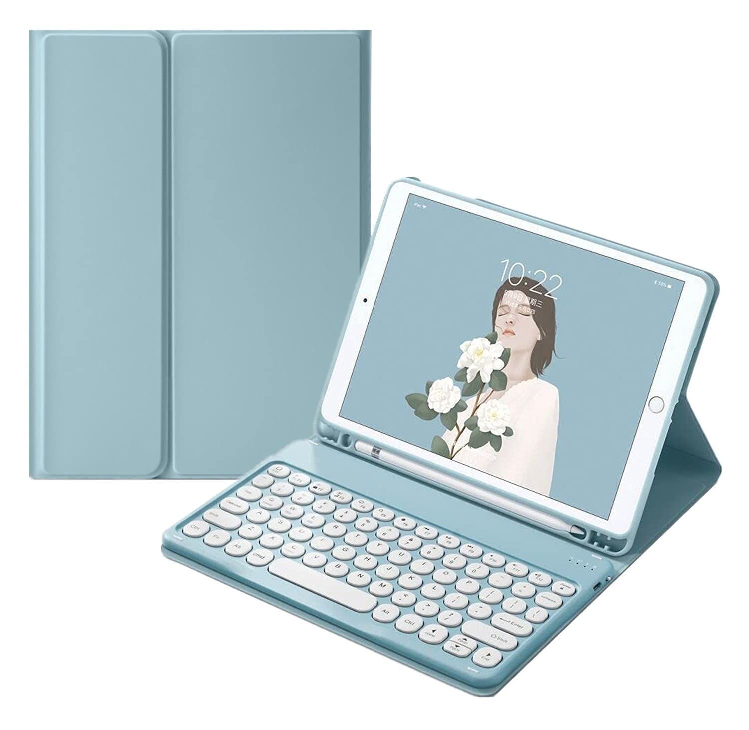 【人気商品】可愛い カラーキーボード 丸型キー カラフル ケース iPad 第6世代 iPad 第5世代 9.7インチ キーボード アイパッド6 丸い Pro9.7 分離式 Air2 キーボード付き カバー Air アップル ペンシ