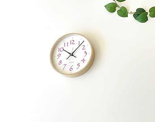 ライトピンク KATOMOKU plywood clock 20 電波時計 スイープ（連続秒針