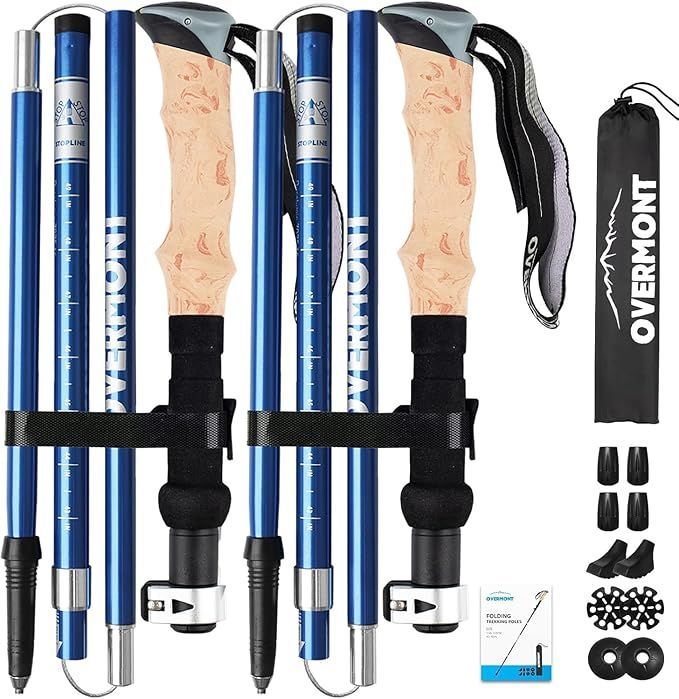 【在庫処分】Overmont A7075アルミ製 トレッキングポール 2本セット 超軽量 105-125伸縮 レッキングステッキ 超軽量 登山杖 登山用ストック カーボン ステッキ ウォーキングポール 航空品質ポール