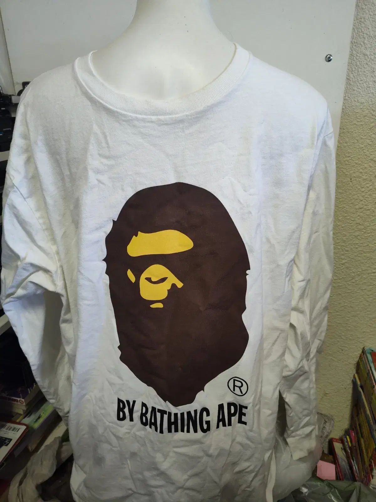 A BATHING APE アベイシングエイプ バイ ベイティング 長袖 ロングスリーブ Tシャツ 白 2XL