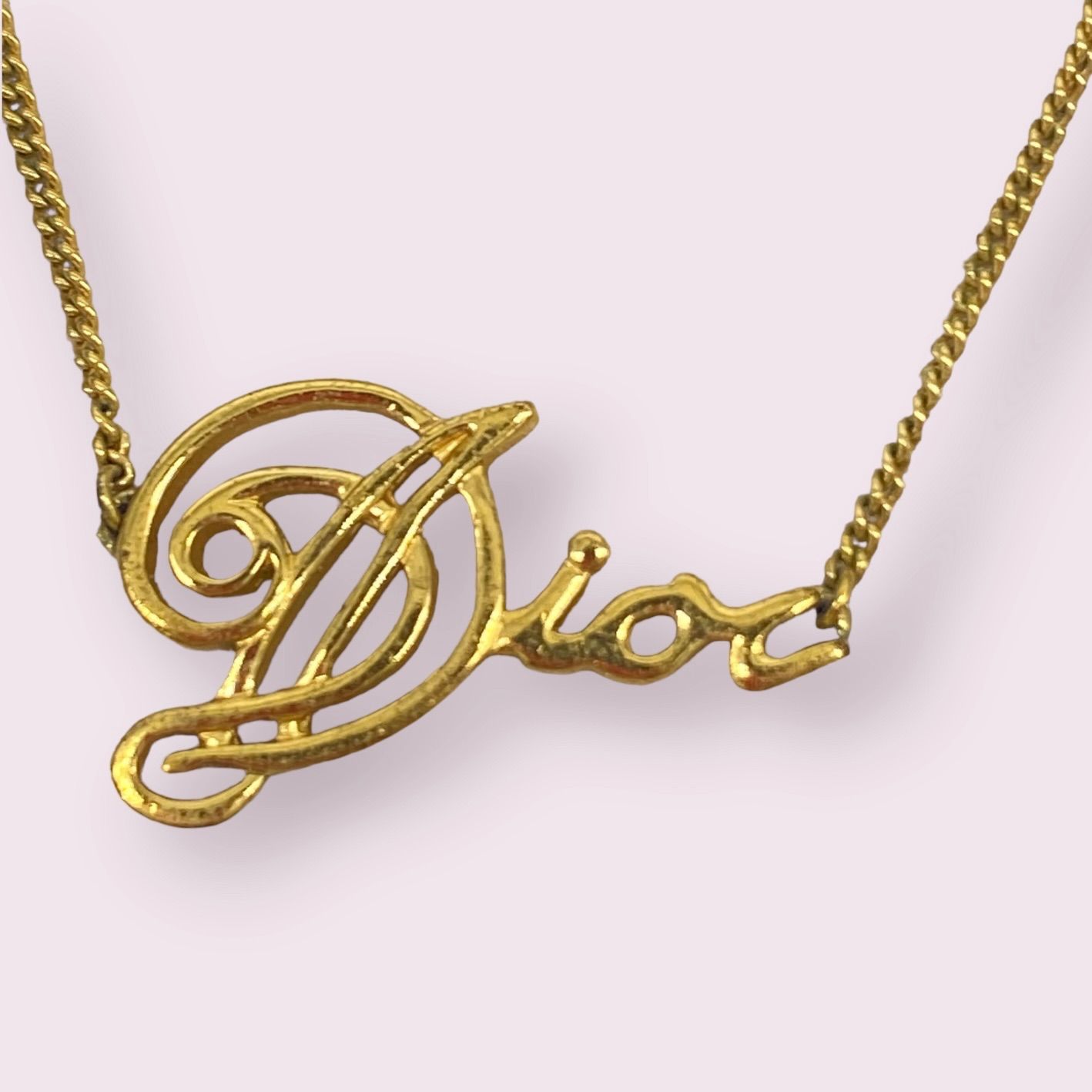Dior ディオール 箱付き 希少 ゴールド ネックレス 筆記体 CD