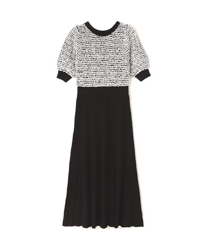 ナチュラルビューティーベーシック カジュアルドレス ツイードニットワンピース レディース クロ