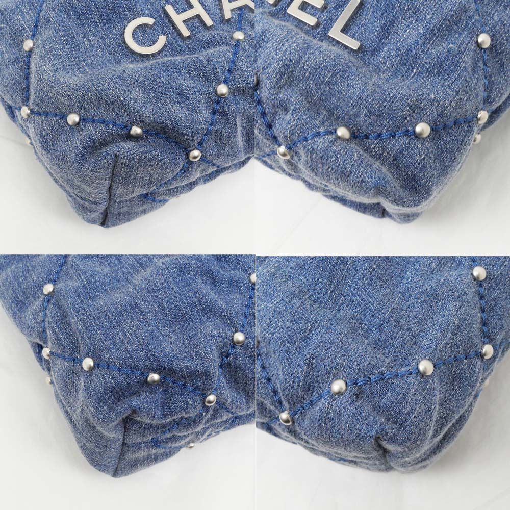 CHANEL 22 ミニショルダーハンドバッグ デニム スタッズ CHANEL （新品・未使用品）シャネル 22 マトラッセ スタッズ