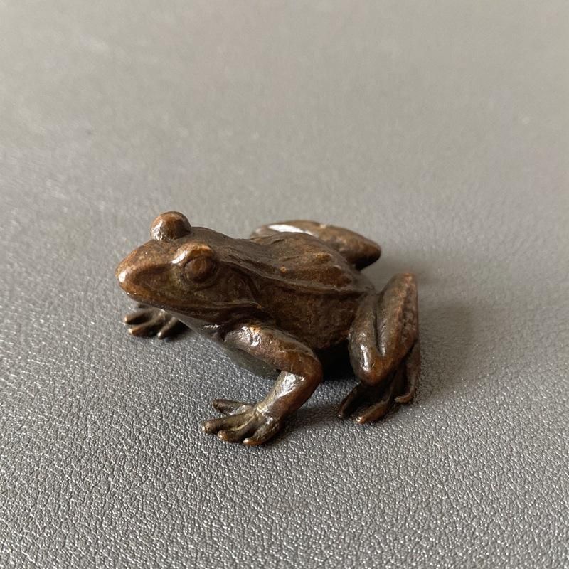 蛙 カエル 縁起物 文鎮 線香立て 銅細工 置物 インテリア ビンテージ