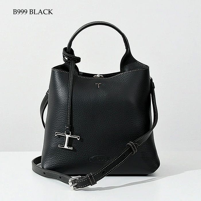 美品■トッズ ハンドバッグ エンボスロゴ レザー ブラック マグネット開閉式 TOD'S トッズ バッグ ショルダーバッグ ハンドバッグ トッズ