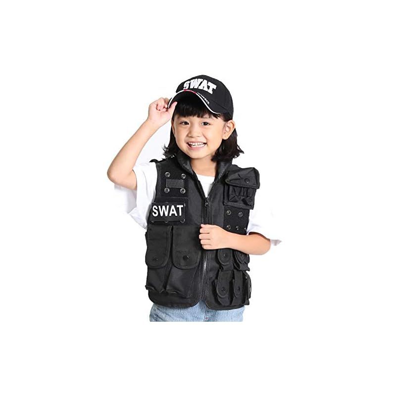 SWAT スワット キッズ ベスト ポリス 警察 ミリタリー 迷彩 : [Catsobat] SWAT ベスト 子供用 ハロウィン仮装 特殊