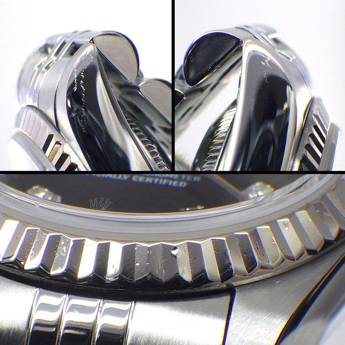 ロレックス Rolex 腕時計 デイトジャスト 79174G P番 2000年製 10ポイント ダイヤインデックス ブラック文字盤 デイト K18WG SS 自動巻き 【中古】 ロレックス Rolex 腕時計 デイトジャスト 79174G P番 2000年製 10