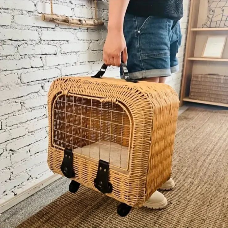 ペット用 ラタン編み キャリーゲージ