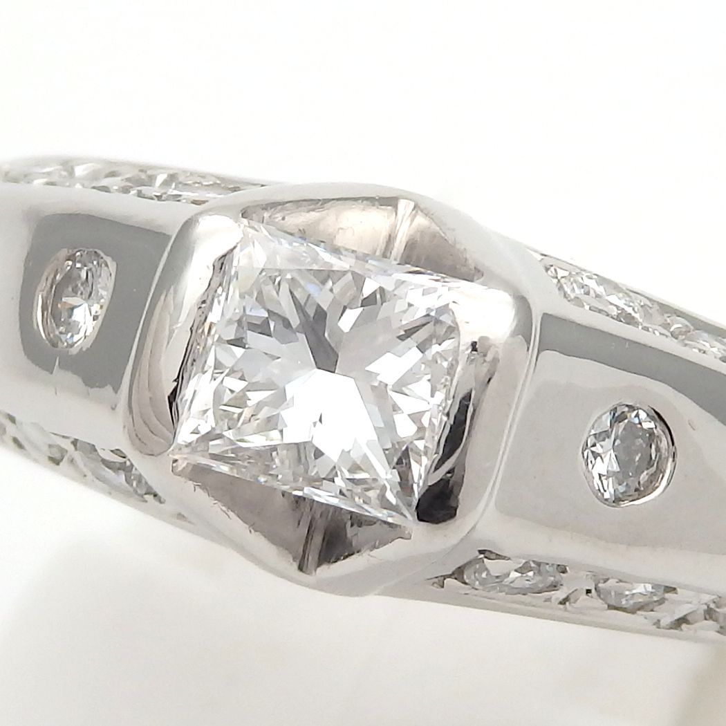 Pt900 プラチナ ダイヤモンド 0.454ct 0.31ct 指輪 鑑定書付 豪華 中古 