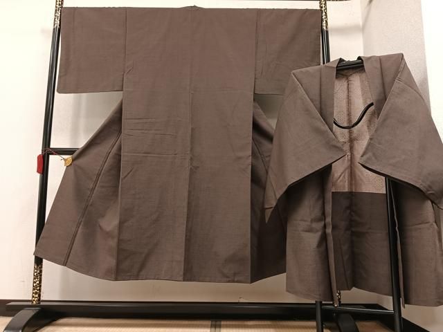 平和屋着物○男性 紬 アンサンブル 霞文 正絹 逸品 DABC3039az