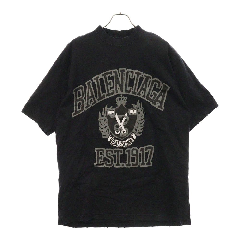 BALENCIAGA COLLEGE LOGO PRINT Tシャツ23SS Balenciaga College logo cotton T-shirt Balenciaga