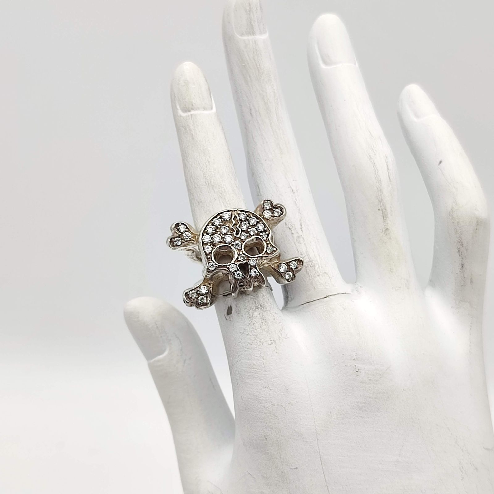 美品】ローリーロドキン スカルボーンクロスリング パヴェ ジルコニア