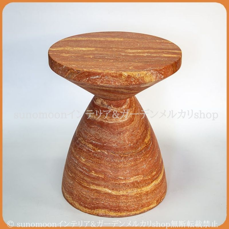 トラバーチン調 サイドテーブル 円形 スリム 温かみ 風合い おしゃれ かわいい ユニーク インテリア 北欧 コーヒーテーブル カフェ オフィス