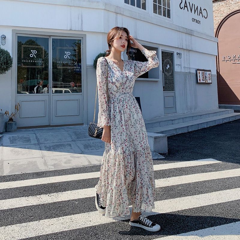 カシュクール ワンピース 長袖 シースルー ロング フレア 韓国 sa8297_top.jpg