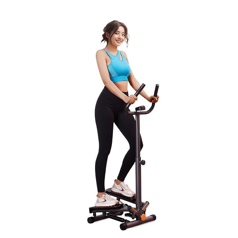 I-uki Sport 健康ステッパー 足踏み健康器具 ツイストエアロステッパー 静音 負荷調整付き モニター|ハンドル| パワーバンド付き 踏み台で全身トレーニングと筋トレ 室内運動不足を解消 自宅トレ 有酸素運動 運動器具 最大承重量110kg メーカー