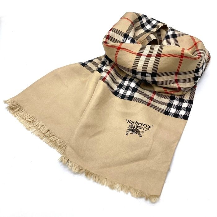 Burberrys チェック大判スカーフ 極美品】バーバリー シルク