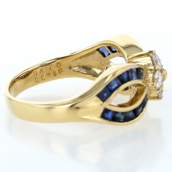 K18YG イエローゴールド リング サファイア1.08ct ダイヤモンド0.28ct 