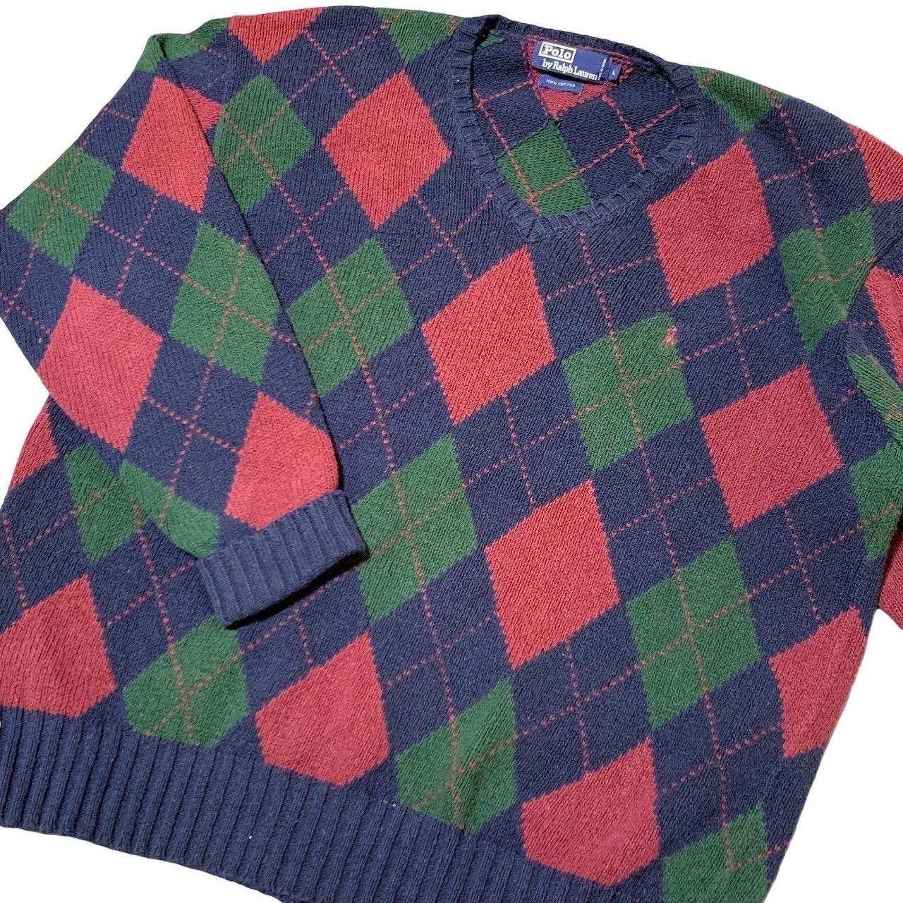 Polo by Ralph Lauren アーガイルセーター ニット 90s 90s Ralph Lauren アーガイル柄セーター ウール シルク リネン