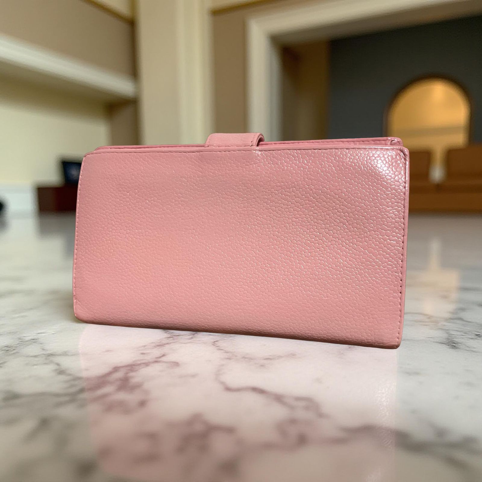 CHANEL シャネル 二つ折り 財布 ピンク ココマーク がま口 キャビア シャネル 二つ折り 長財布 ピンク ココマーク がま口 キャビア