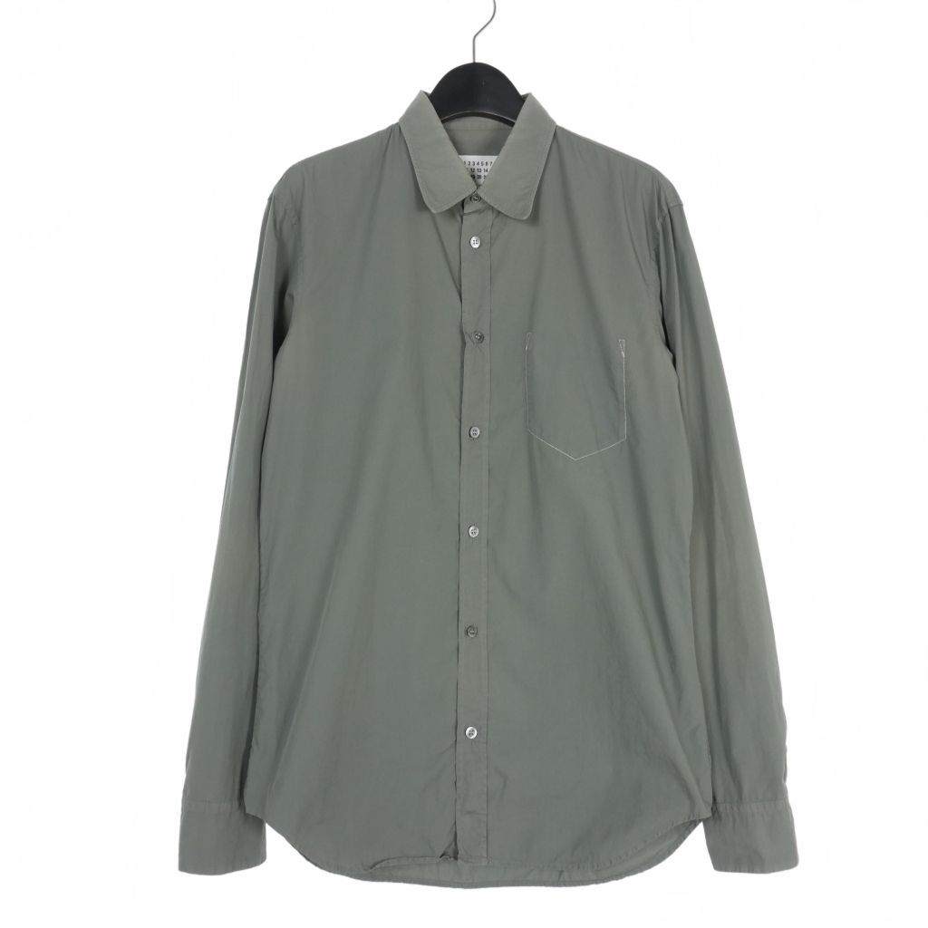 メゾンマルジェラ Maison Margiela 19SS ガーメントダイ フェイクポケット シャツ 長袖 39 カーキ 緑 S30DL0428